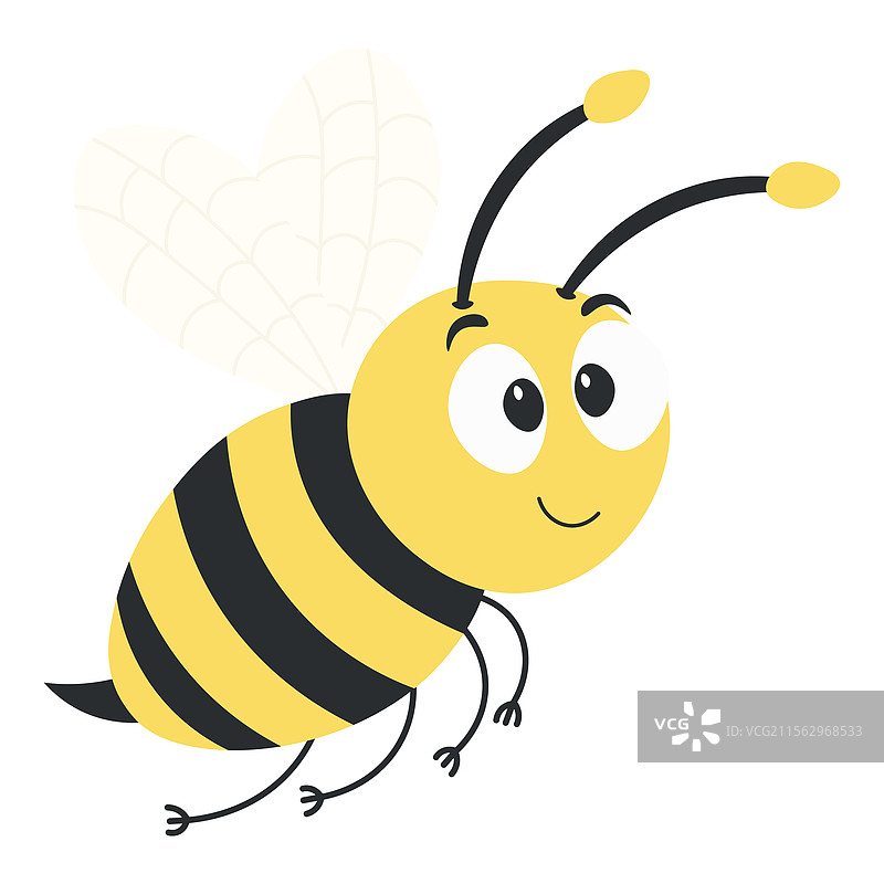 平面风格的卡通动物蜜蜂图片素材