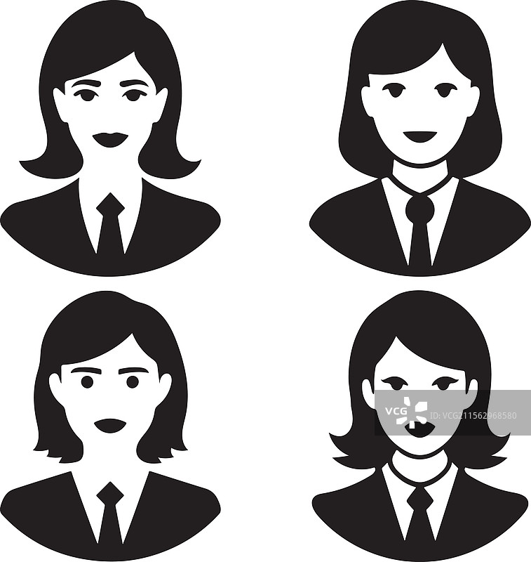 黑色头像商业女性图标符号贴纸图片素材