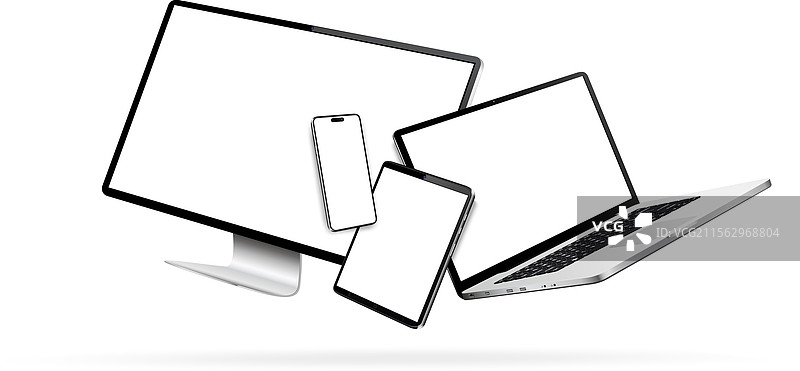 笔记本电脑、智能手机和平板电脑同时使用图片素材