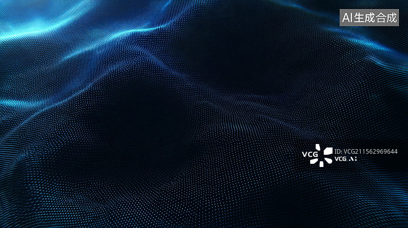 【AI数字艺术】蓝色波纹粒子背景图片素材