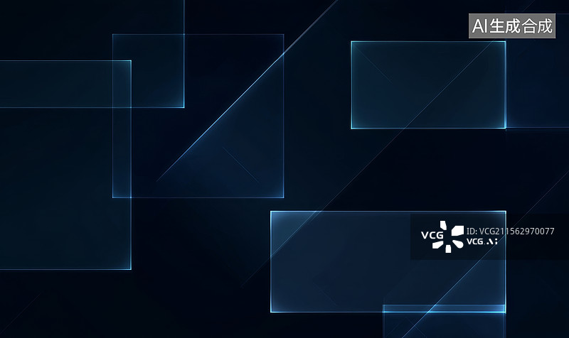 【AI数字艺术】蓝色透明几何图形背景图片素材