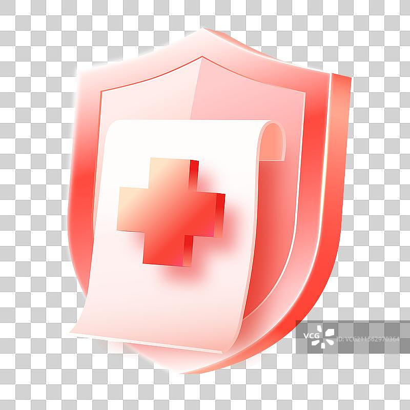 医疗保险单有红色盾牌保护健康安全图片素材