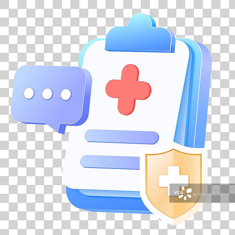 卡通写字板上的十字医疗服务符号和盾牌图片素材