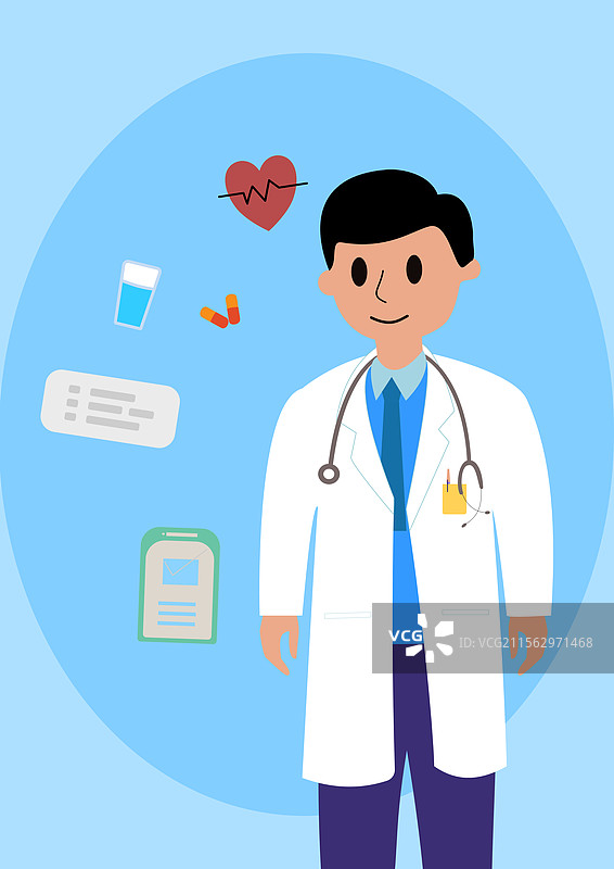 穿白大褂医生职业角色插画图片素材