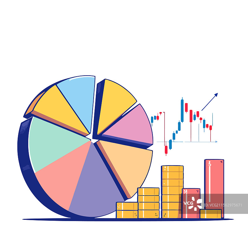 彩色饼图展示市场份额图片素材