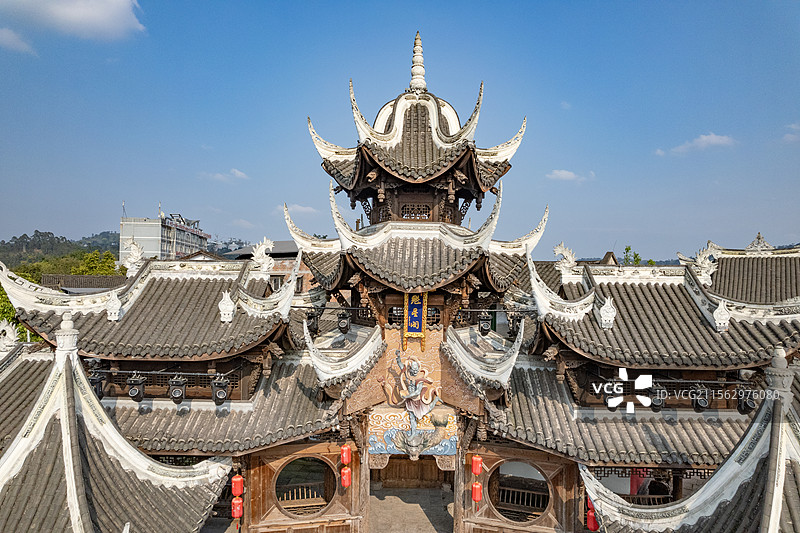 松溉古镇魁星楼航拍图片素材