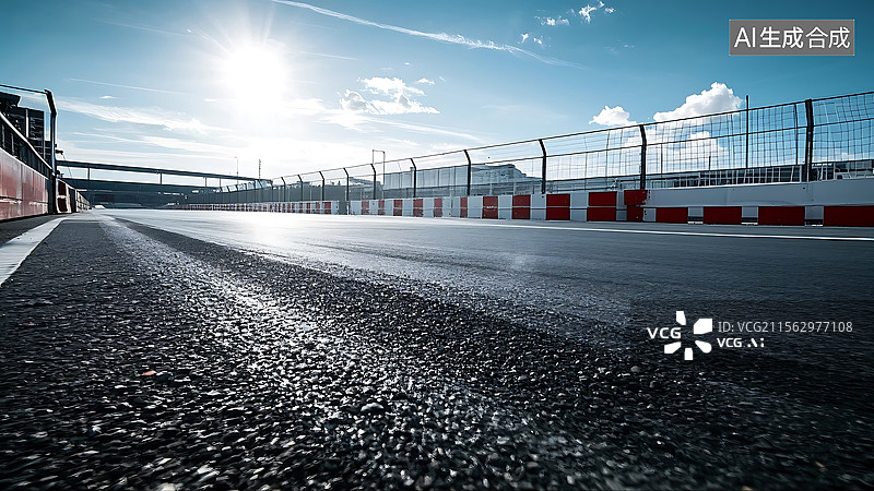【AI数字艺术】一级方程式赛车场地赛道低视角特写图片素材