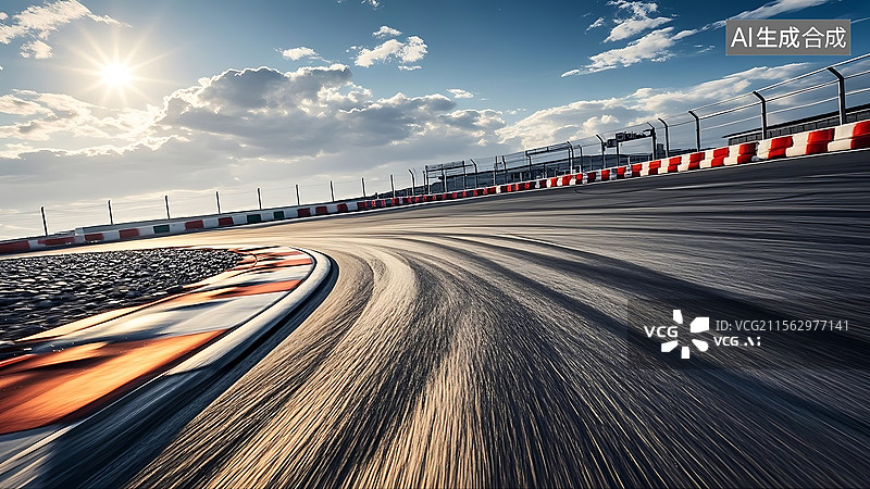 【AI数字艺术】一级方程式赛车场地赛道低视角特写图片素材