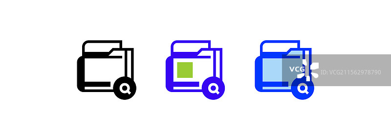 移动设备上的文件夹搜索图标线性风格标志图片素材