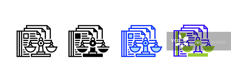 法律协议图标，线性风格，适用于移动设备图片素材