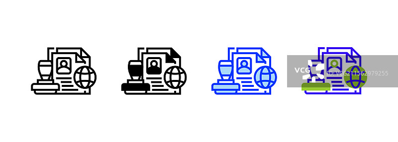 移动设备上的签证文件图标线性风格标志图片素材