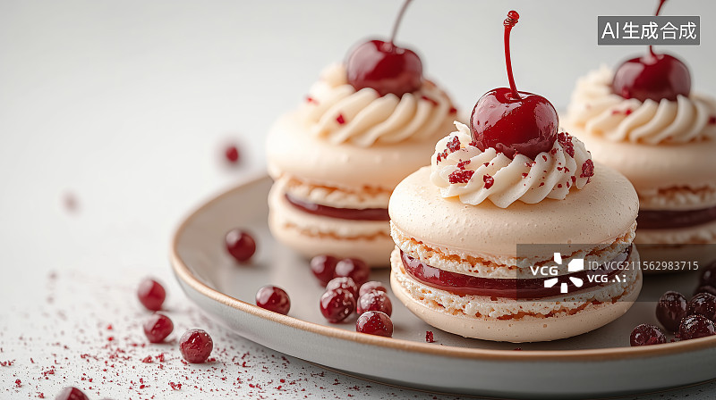 【AI数字艺术】马卡龙法式小圆饼图片素材