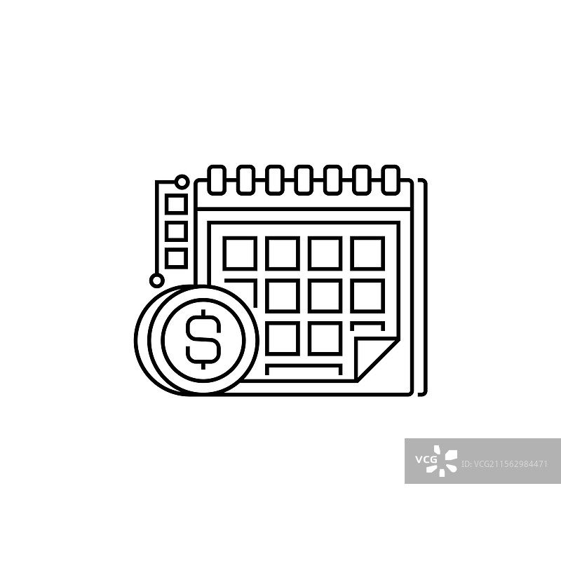 带薪休假线条图标，适用于移动设备的线性风格标志图片素材