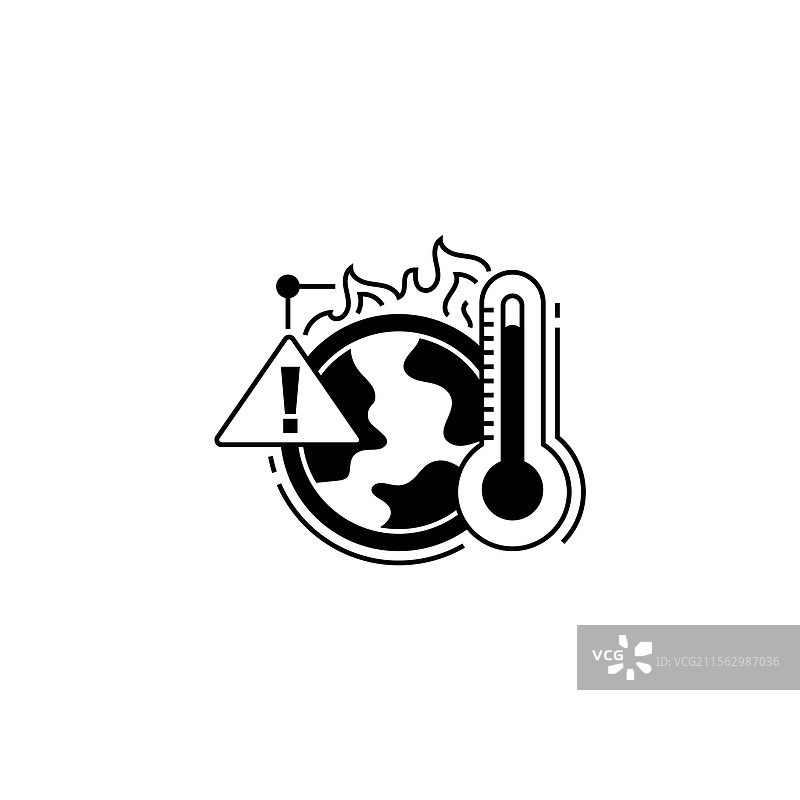 全球变暖警告线条图标线性风格图片素材