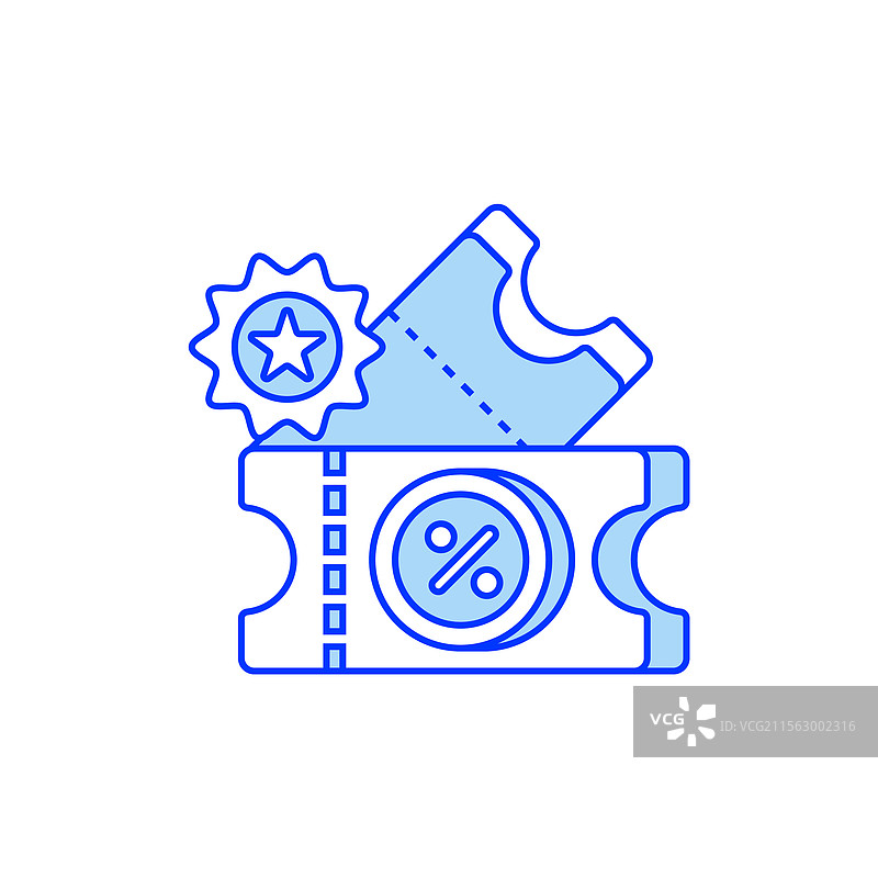 优惠券填充线条图标线性风格标志图片素材