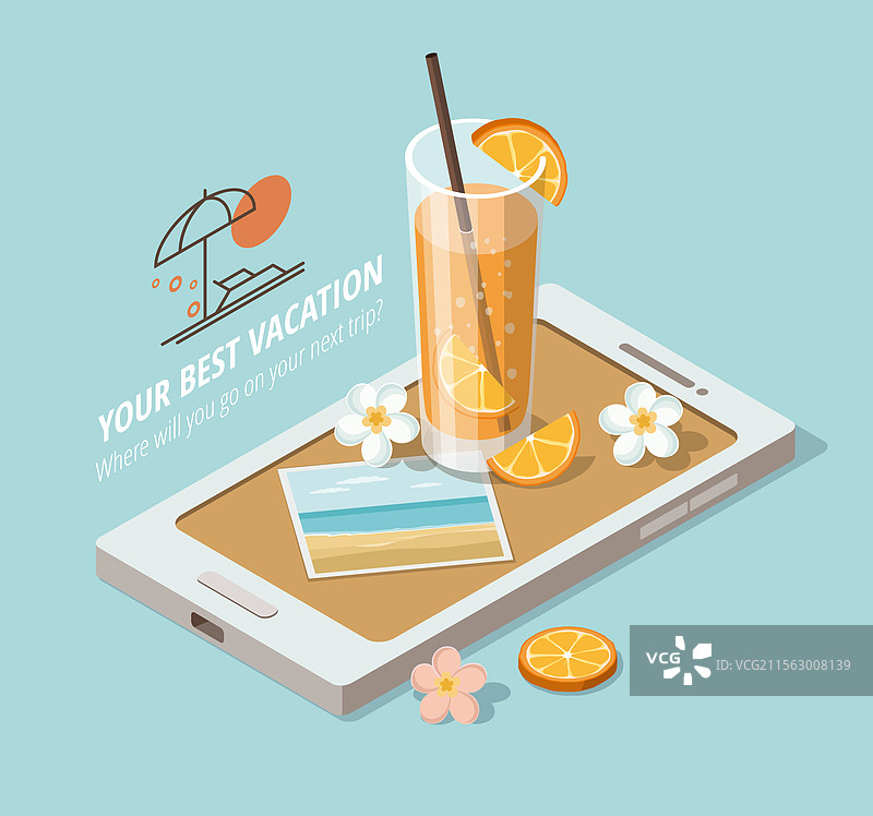 海滩度假物品，橙汁照片和热带风光图片素材