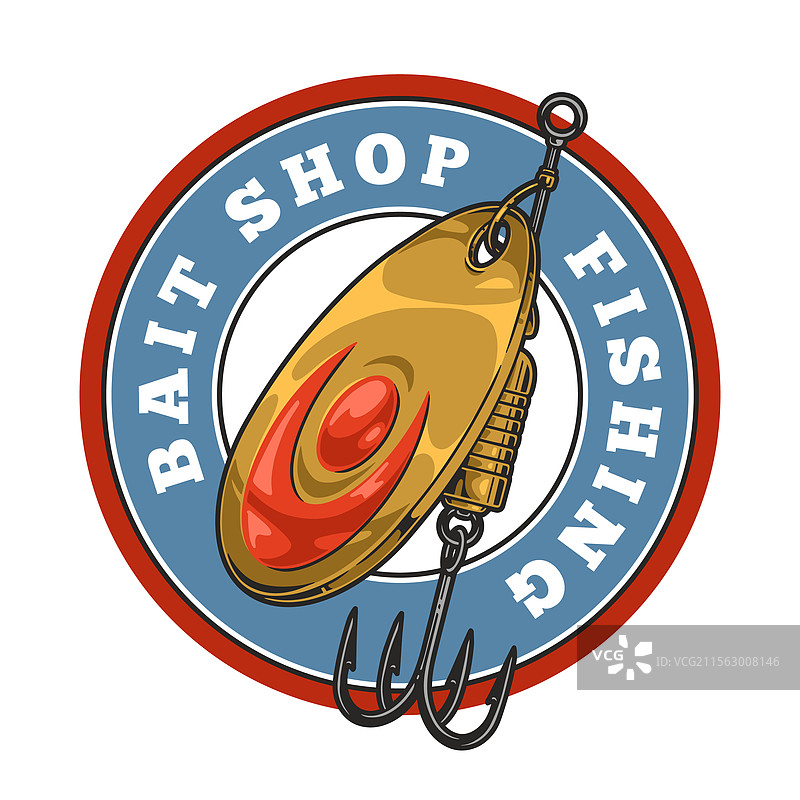 钓鱼饵商店招牌与钓鱼诱饵图形设计图片素材