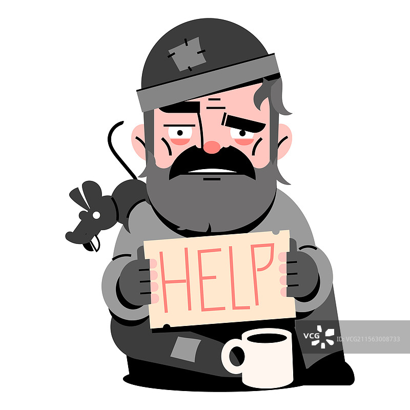 不幸的卡通贫穷小人漫游图片素材