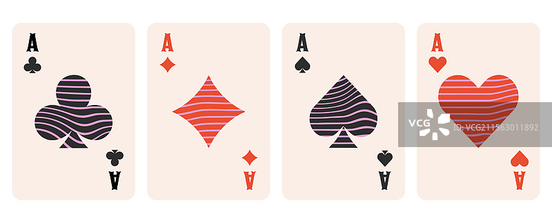 扑克牌：梅花、方块、黑桃和红心图片素材