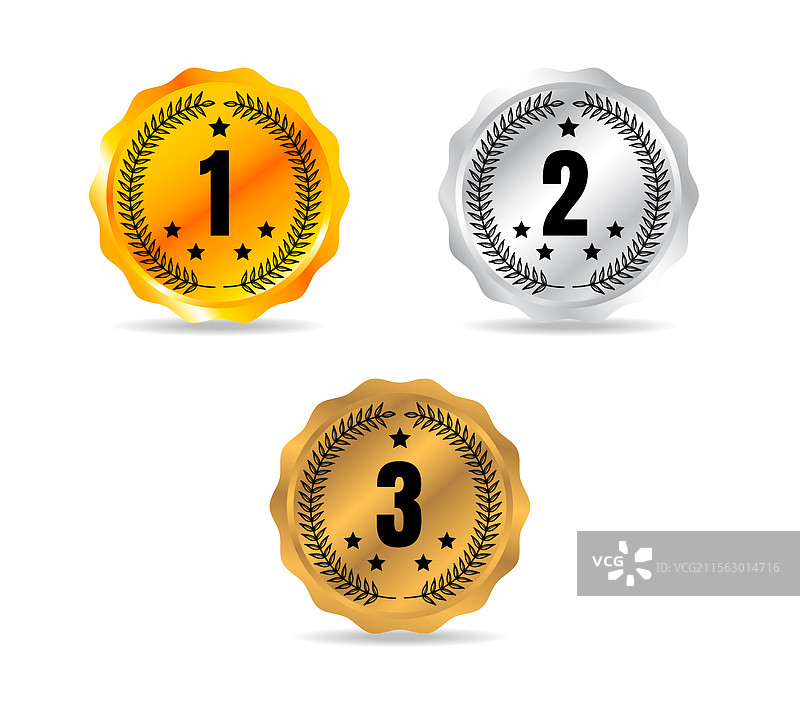 奖牌徽章：金、银和铜牌图片素材