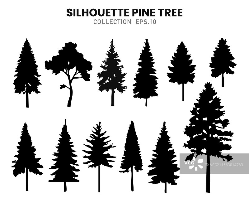 松林剪影套装图片素材