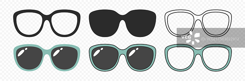 眼镜图标剪影套装图片素材