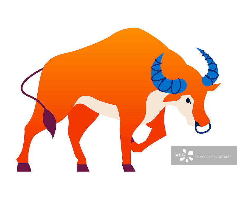 牛 - 色彩丰富的扁平设计风格物体图片素材