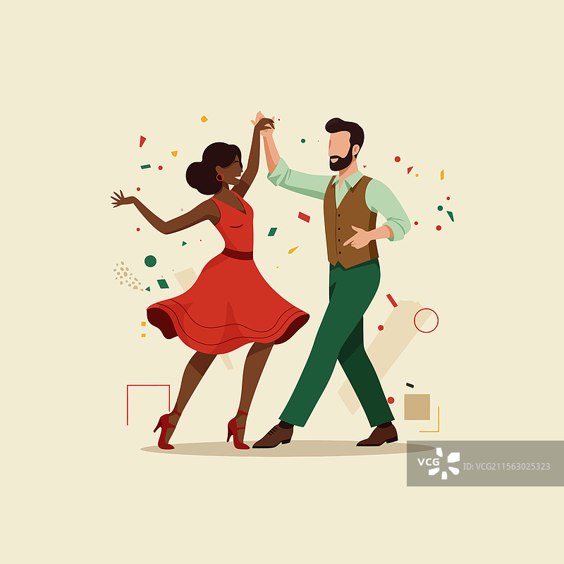 一对情侣以复古风格共舞图片素材