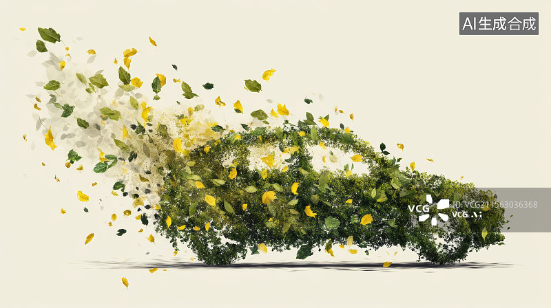 【AI数字艺术】绿色低碳环保，新能源汽车，抽象概念环保汽车图片素材