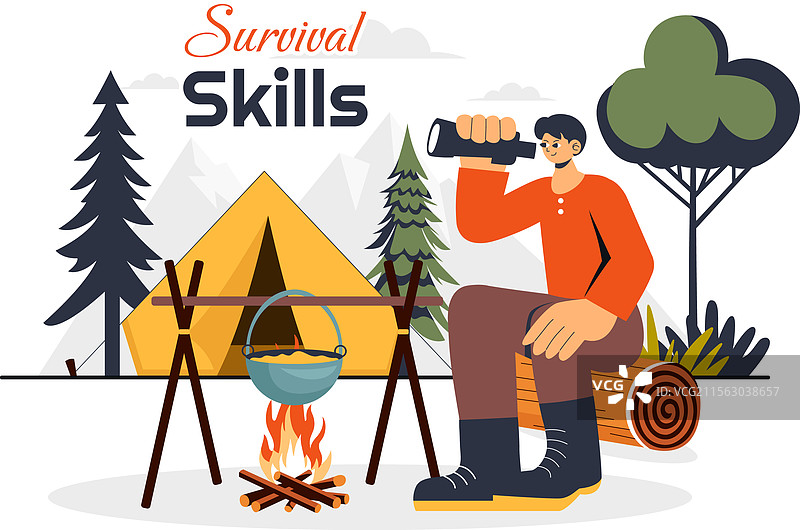 夏季露营生存技能，帐篷为主题图片素材