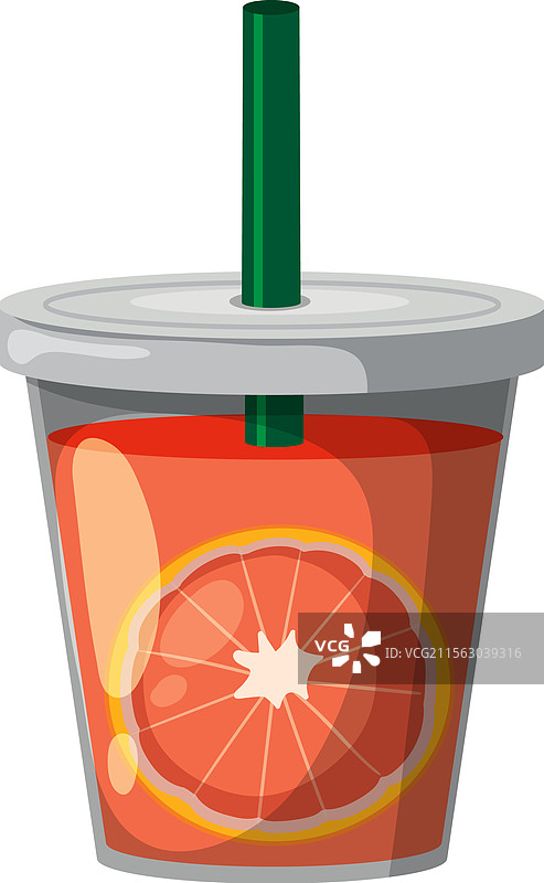 葡萄柚汁配绿色吸管图片素材