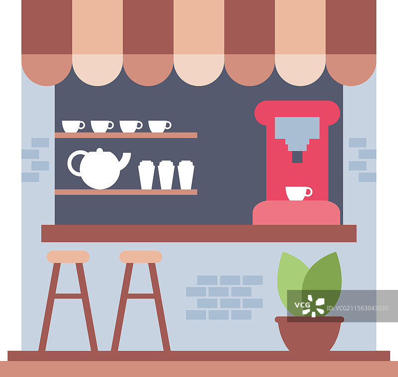 带有户外座位的本地咖啡店图标图片素材