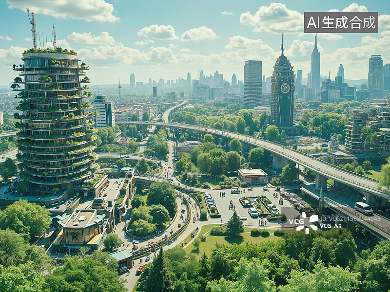 【AI数字艺术】未来城市绿洲图片素材