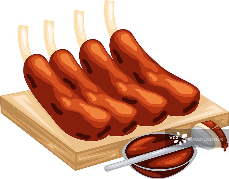 切菜板上的烧烤肋排图标图片素材