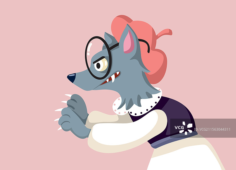 伪装成奶奶的狡猾狼图片素材