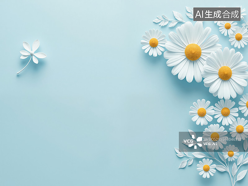 【AI数字艺术】清新雏菊背景图图片素材