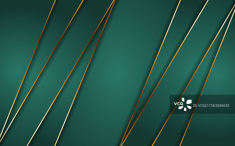 奢华的绿色与金色线条背景图片素材