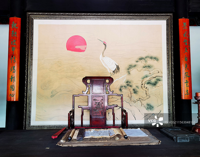 葫芦岛风光系列之兴城古城.蓟辽督师府大堂内景图片素材