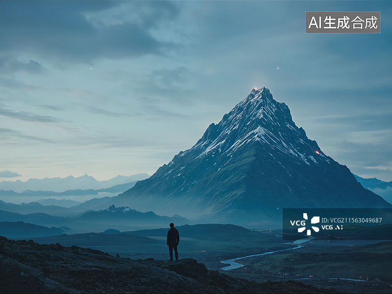 【AI数字艺术】山顶远眺图片素材