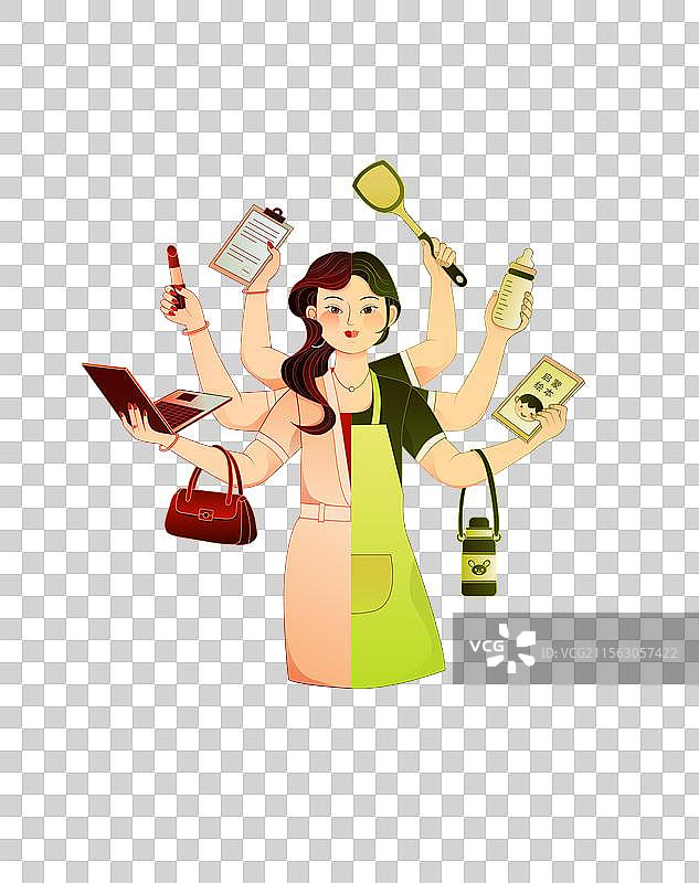 母亲节全职职场妈妈国风插画图片素材