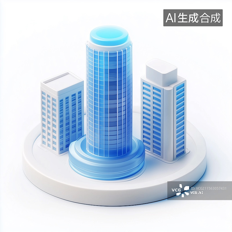 【AI数字艺术】科技感高楼建筑组图片素材