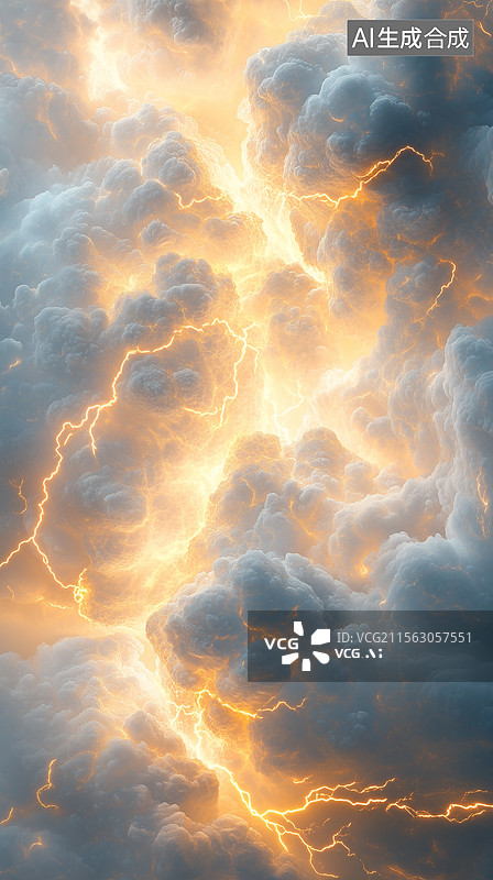 【AI数字艺术】闪电云暴震撼景象图图片素材