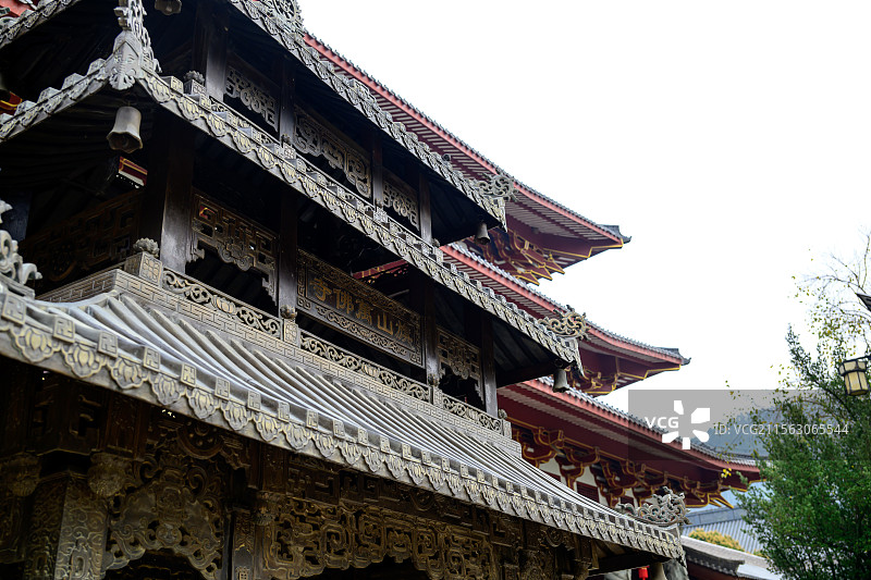 中国福州旗山万佛寺古建筑的屋檐图片素材
