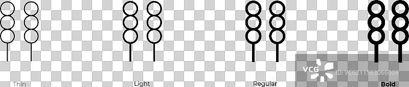 团子图标，细线、浅色、常规和粗体风格图片素材