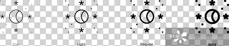 深色图标，细体、常规体和粗体风格图片素材