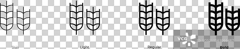 德墨忒尔图标，细体、常规体和粗体风格图片素材