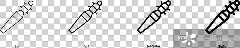 蠕形螨图标，细体、常规体和粗体风格图片素材