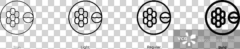狗鱼图标，细体、常规体和粗体风格图片素材
