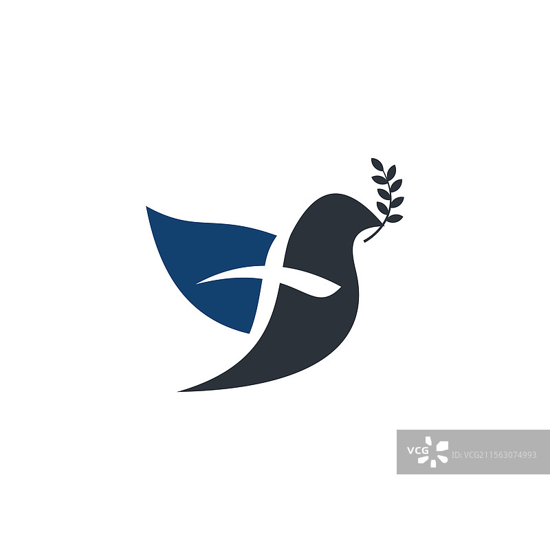 一只嘴里叼着叶子的鸟图片素材