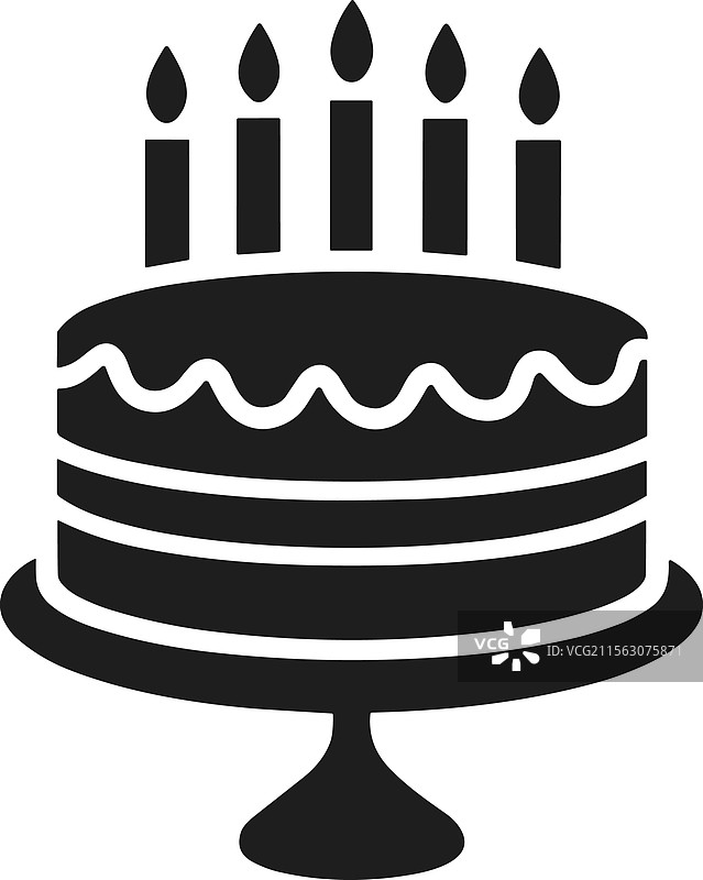 经典的生日蛋糕放在支架上，点燃了蜡烛图片素材
